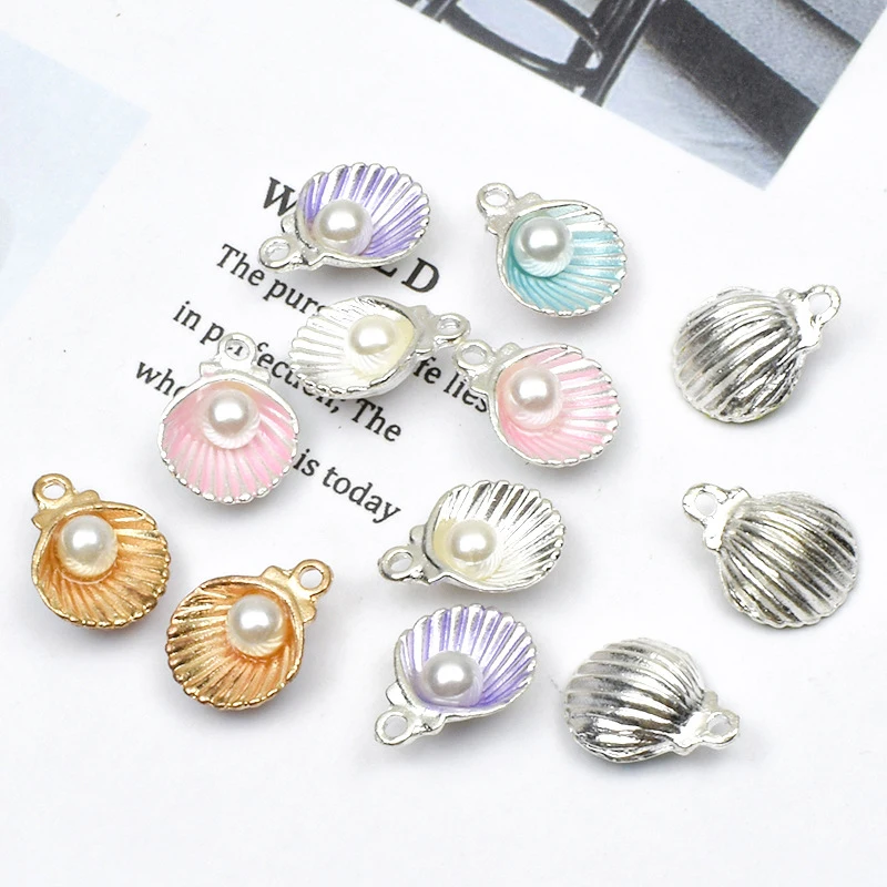 

12x15MM Alloy Enamel Pearl Shell Pendant DIY Bracelet Necklace Jewelry Making