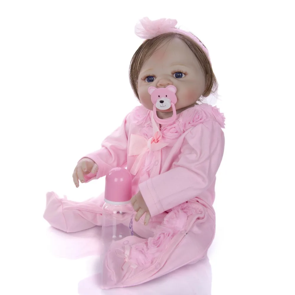 Коричневые/голубые глаза для 55-57 см Кукла реборн гладкие укорененные волосы