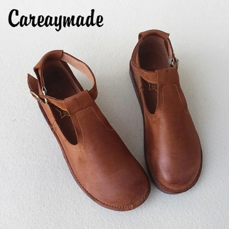 Careaymade-Retro of literature and art first-class leather shoes,all-leather pure hand-made casual women's single shoes,sandals