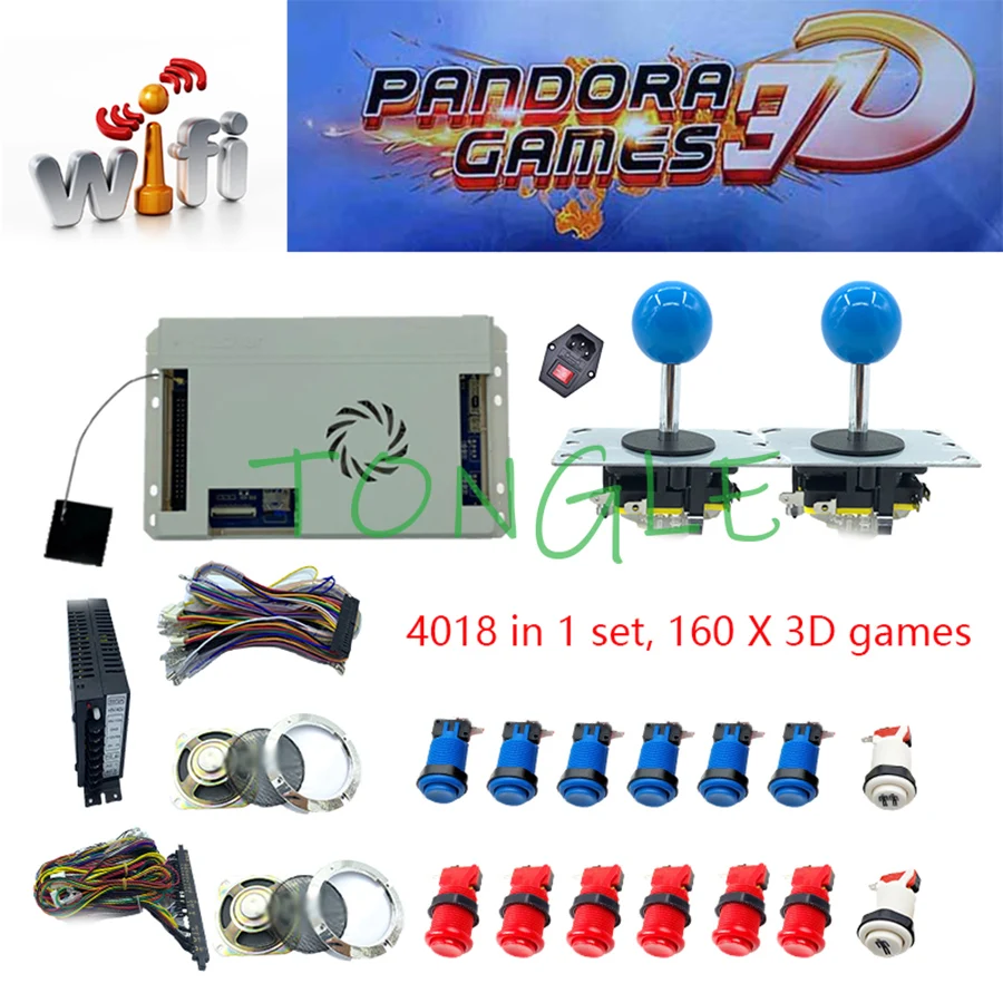 Arcade Kit Pandora Game WIFI 3D 2448/4018 in 1 game board + 8 way joystick American HAPP Style Push Button for Arcade Machine