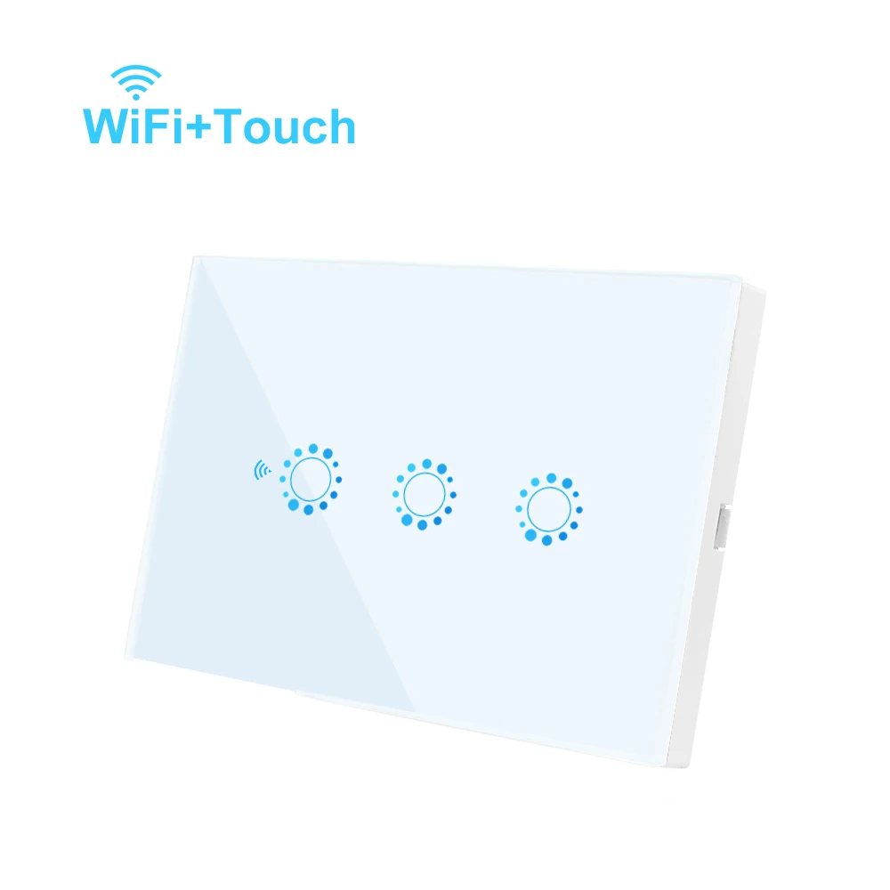 White 3 gang Интеллектуальный Wi-Fi приложение дистанционное управление переключатель работать с Alexa Google Home стандарт США AC90V-250V синхронизация сенсорный переключатель 3 банды 1 способ - Цвет: White 3 gang