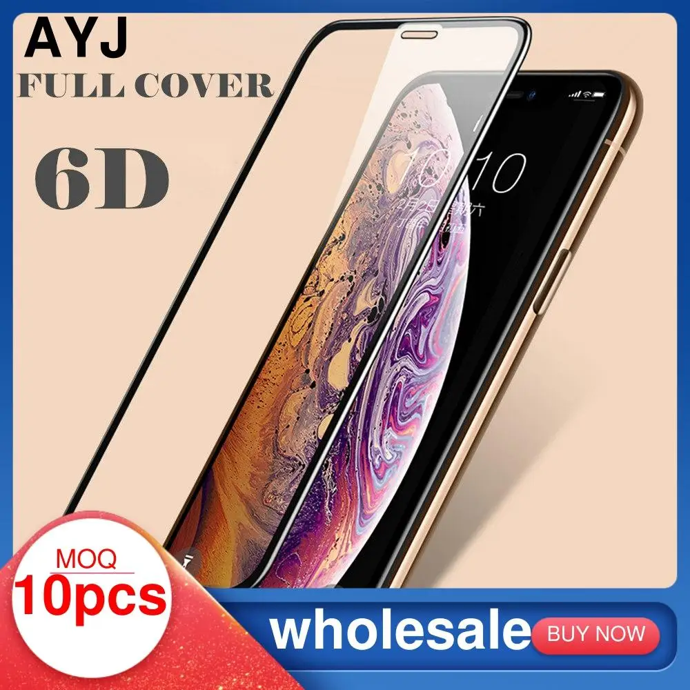 

Защитное стекло для iPhone X, XR, 11 Pro, Xs Max, 6, 6S, 7, 8 Plus, закаленное, с полным покрытием, 10 шт./лот