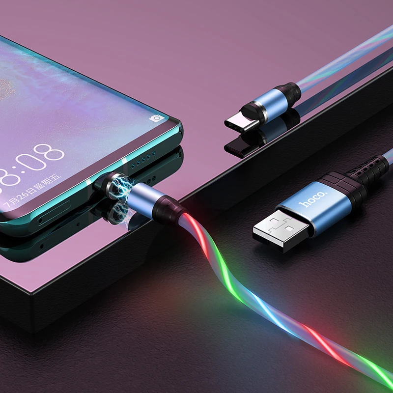 

HOCO Magnetic USB Cable Fast Charging Type C Cable Magnet Charger Data Charge streamer Night light cord for Xiaomi mi 10 huawei