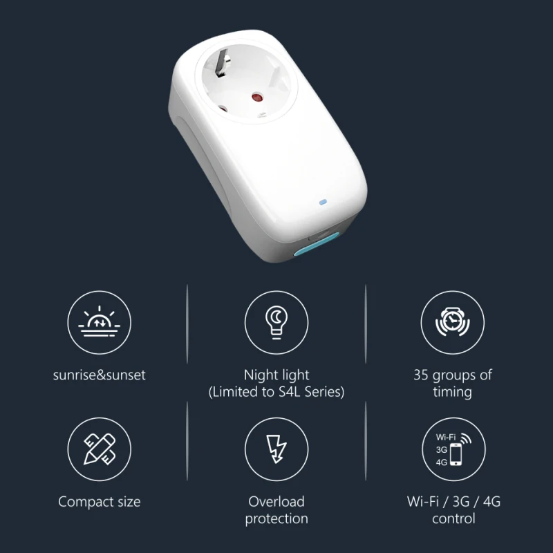 BroadLink SP4L ЕС Wi Fi Smart Plug электрической розетки таймер 16A затемненный ночной