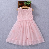 vogueon 2022 new baby girl lace dress summer sleeveless applique flower dresses for little kids children cute clothing vestidos