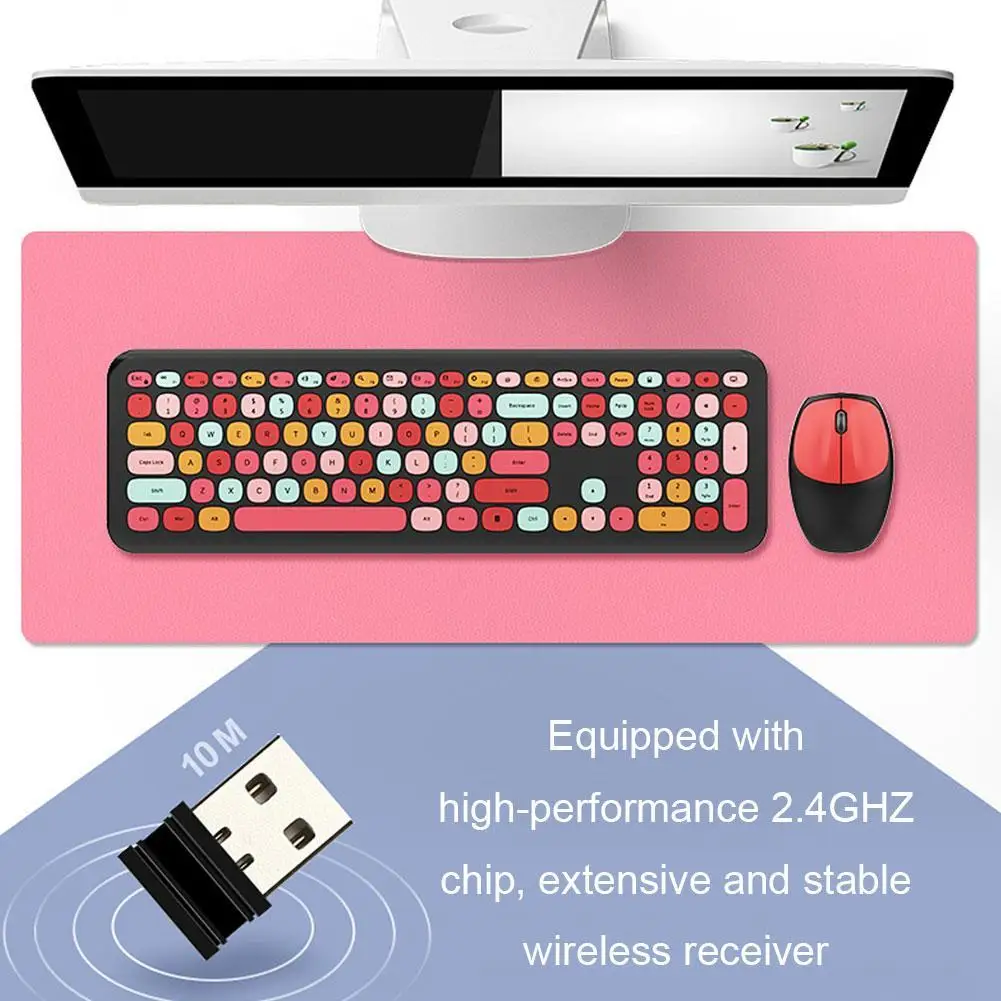 

Wireless Keyboard Mouse Set Lovely Chocolate Silent Infinite Color Keyboard Combos For Desktop Laptop Notebook Pad 2.4Ghz