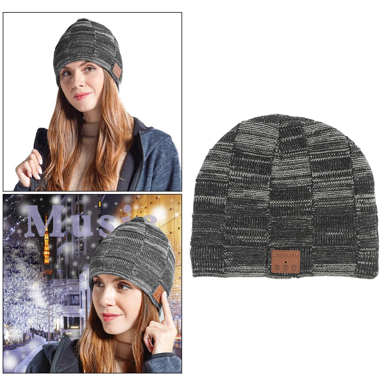 

Bluetooth Knitted Beanie Soft Music Knitting Hat Running Cycling Headphones