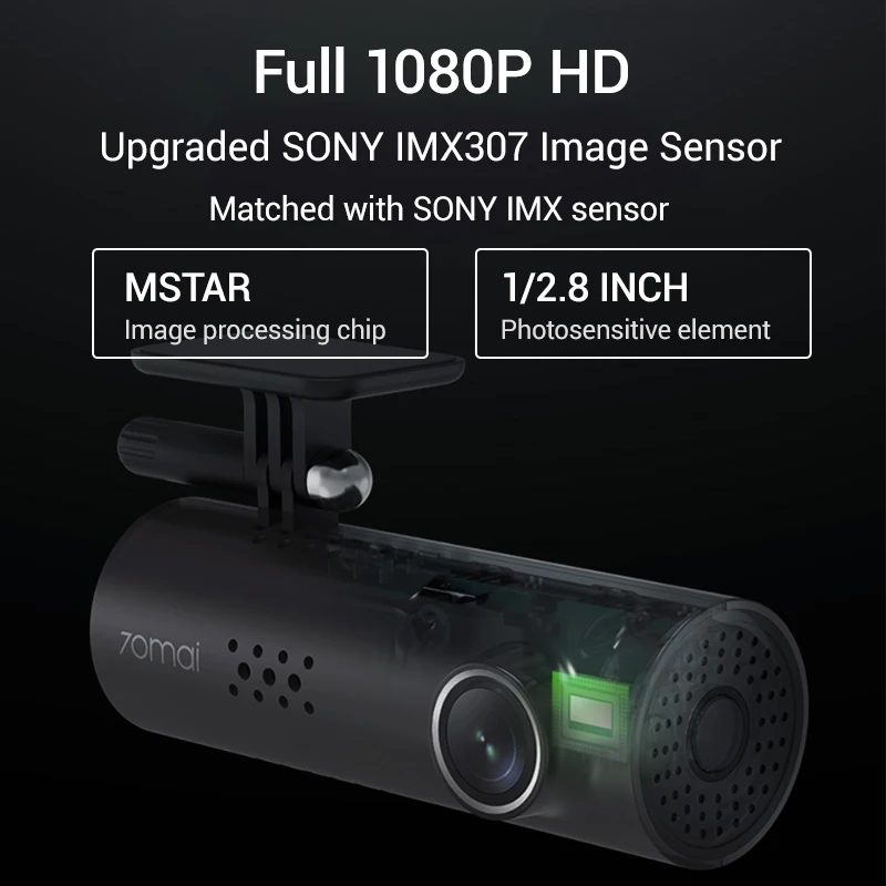 70mai Dash Cam 1S English Voice Control 70 Mai Smart Car Camera Night Version130 degree view 1080P Wifi DVR Drive Recorder | Автомобили и