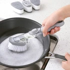 Чистящая щетка Скраб для кухни, мытье посуды, губка, автоматический дозатор жидкости, кухонный прибор для мытья кастрюль, двойного использования