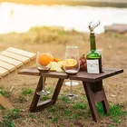 Деревянный портативный складной стол для кемпинга и пикника на открытом воздухе со стеклянной стойкой, винный стол, складной стол для путешествий