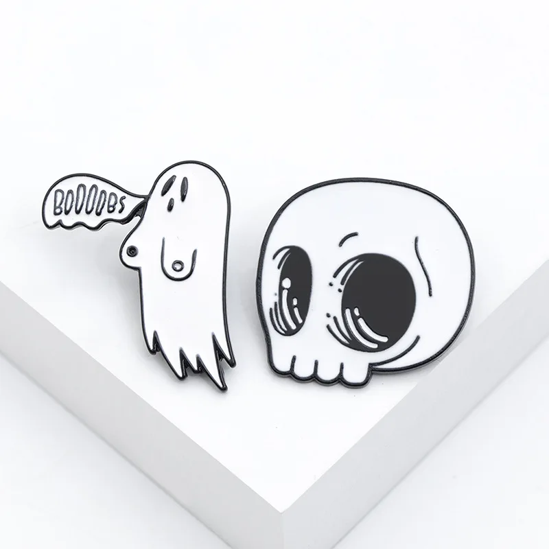 

Винтажная булавка для Хэллоуина, брошь с черепом и призраком, значок для украшения сумки в ковбойском стиле для студентов