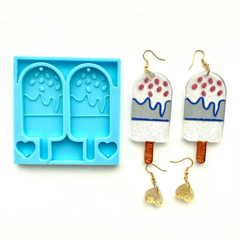 

5 Styles Earrings Epoxy Resin Mold Ice Cream Cup Ear Studs Necklace Silicone Mould DIY Crafts Jewelry Pendants Casting Tool