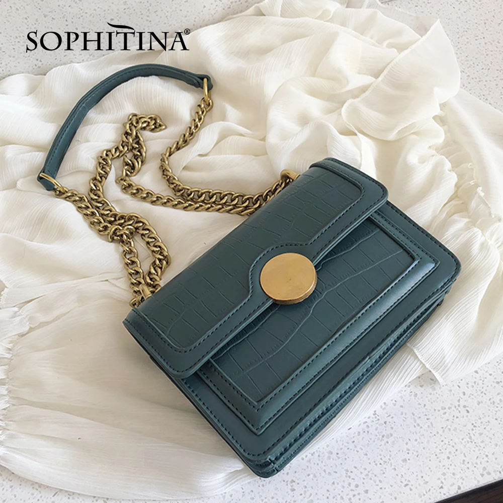 SOPHITINA женские модные сумки металлические украшения твердые цепи Магнитные