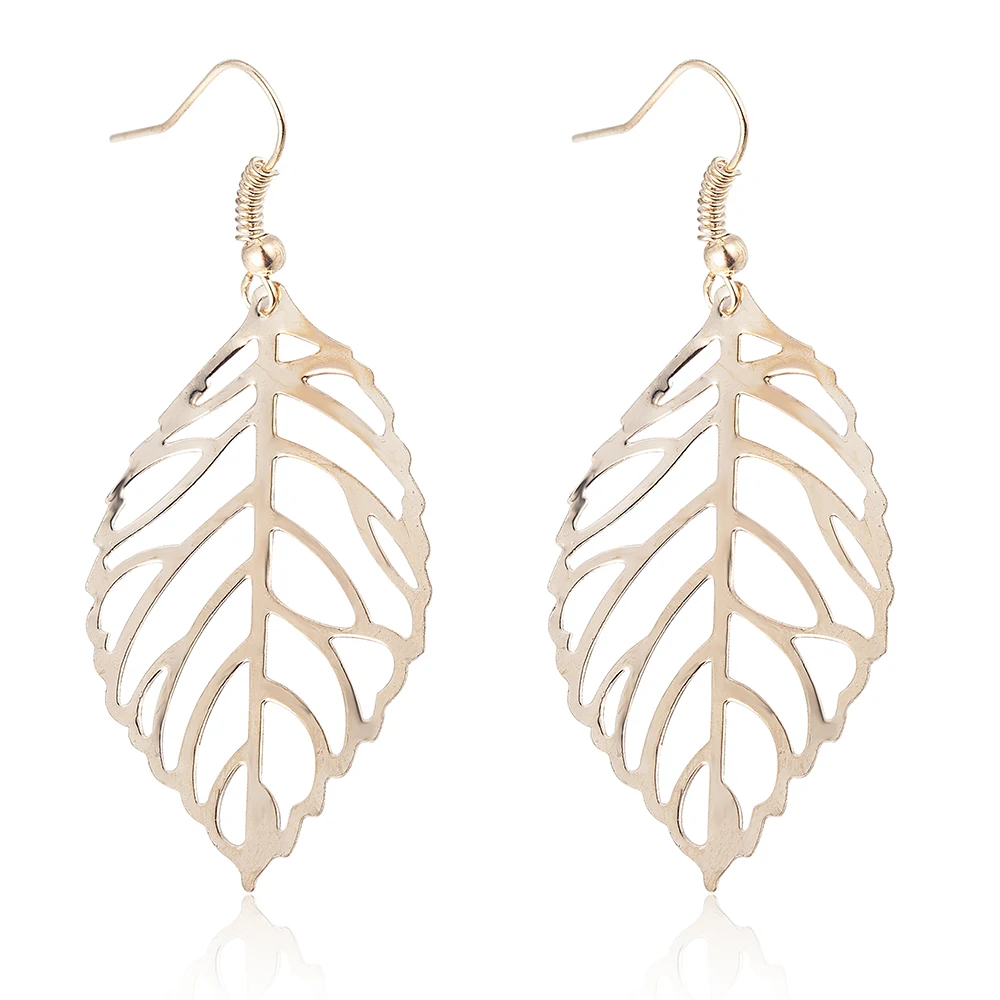

2019 Fashion Sleek Minimalist Hooks Leaf Earrings For Women Simple Earrings Jewelry Charm Ear Earrings Female Pendientes Cortos