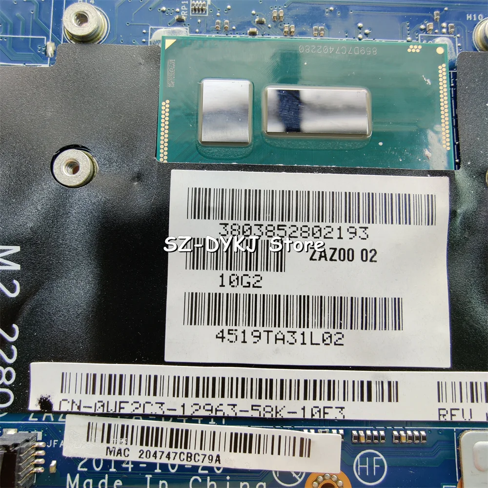 for dell p54g xps 13 9343 laptop motherboard zaz00 la b441p cn 0wf2c3 0wf2c3 wf2c3 mainboard w i5 5200u cpu 8gb ram free global shipping