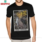 Мужская хлопковая футболка с коротким рукавом, черная футболка с изображением Таро, дерева жизни, готической ведьмы, 4XL, с круглым вырезом