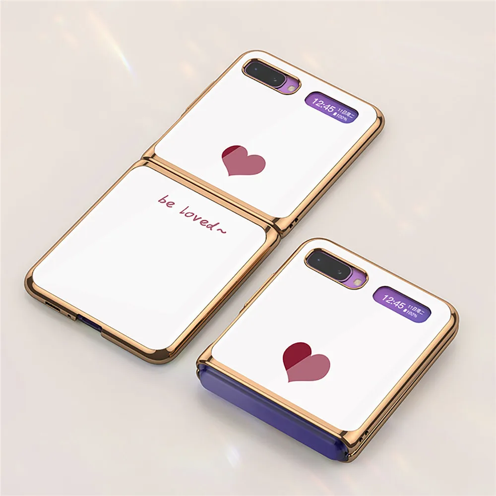 

Case for Samsung Galaxy Z flip/F7000/F7070 Plating Phone Case Glass Slim Beautiful Protective Back Cover Anti-fall Shell