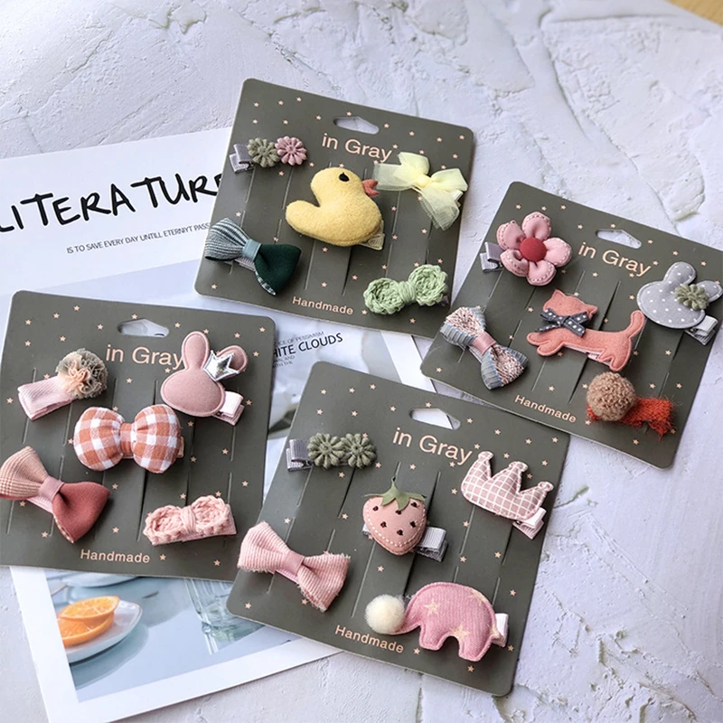 Baby Hair Clips Cartoon Bows Hairpin For Girls Cute Party Accessories Children Princess Barrette Infant Hairclip 5Pcs | Детская одежда