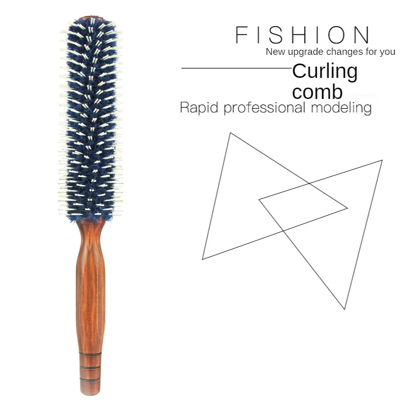 

Professional 1PC Wooden Handle Hair Brush Comb Hairbrush High Temperature Resistant Ceramic Iron Bristles Round Hair Comb