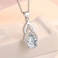 kofsac new 925 sterling silver necklaces for women vintage full zircon water drop pendant jewelry lady anniversary accessories