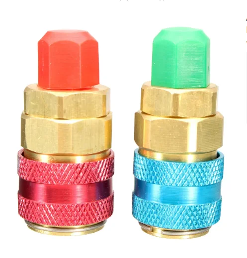 

1 Pair Freon R134A H/L Auto Car Quick Coupler Connector Brass Adapters Air Conditioning Refrigerant Adjustable AC Manifold Gauge