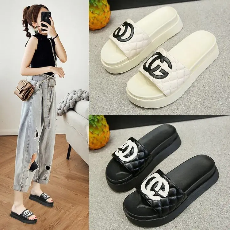 Тапки женские с мультяшным принтом авокадо летние модные повседневные уличные