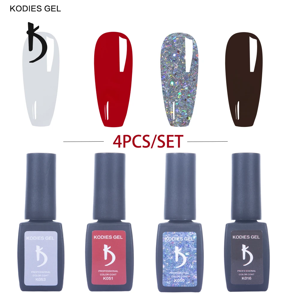 

KODIES GEL 4 PCS/Set Nails Gel Polish Kit Glitter White UV/LED Gellak Organic Vernis Semi Permanent Beauty Polish Lacquer Lak