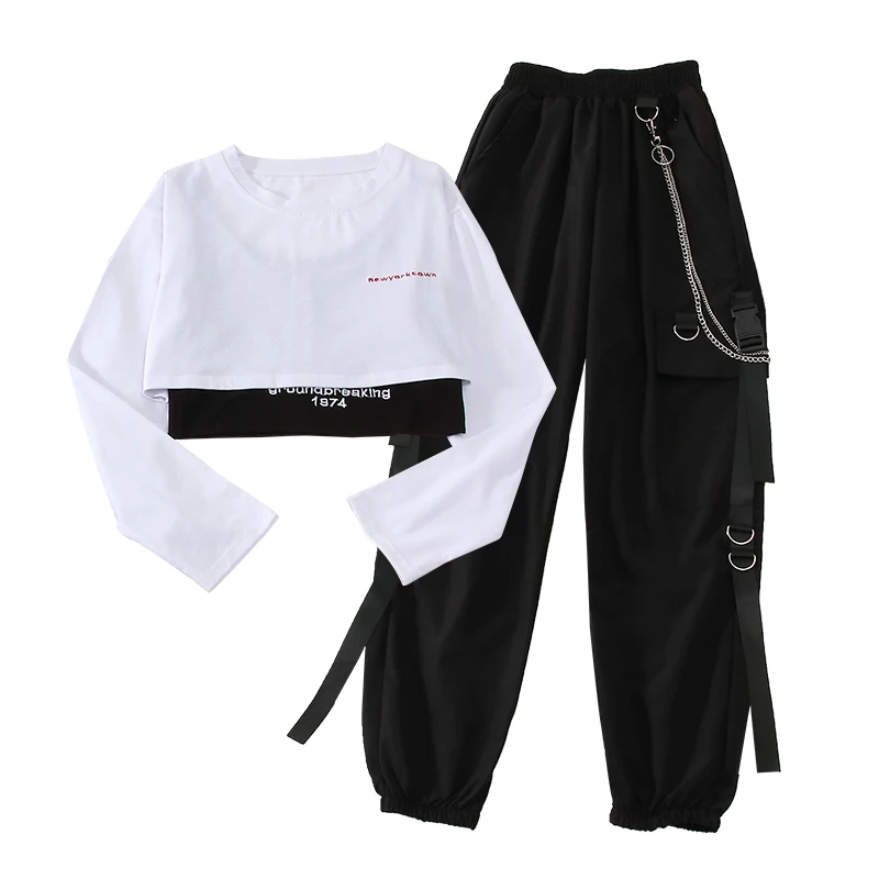 

Women Cargo Pants Harajuku Chain Trousers Women Fashion Punk Pants Hip Hop Black Gothic Pants Streetwear Gothique Goth