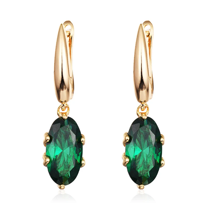 

New Simple Water Drop Blue Green Zirconia Earrings for Women Teardrop CZ Crystal Drop Dangle Earings Wedding Party Jewelry Gifts