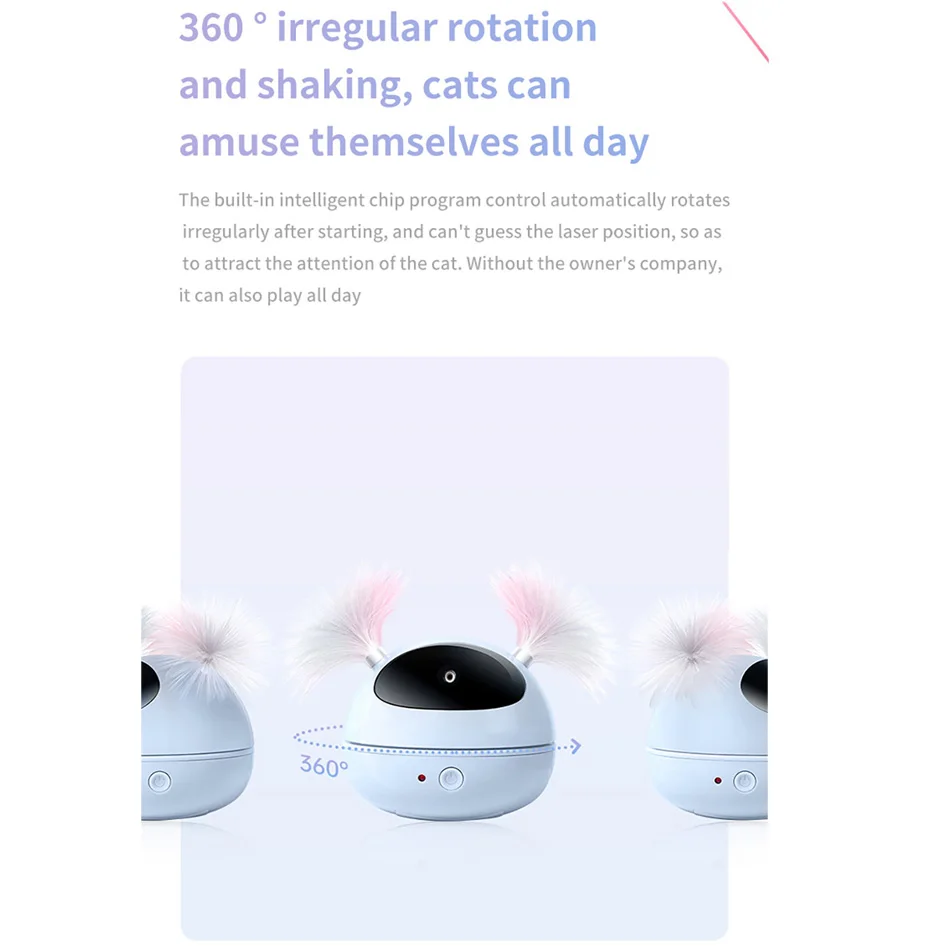 

Cat Laser Pointer Toy Automatic Smart Interactive LED Electric Toy For Kitten Cat Play Game Rotate Robot Toy Cat Teaser Feather
