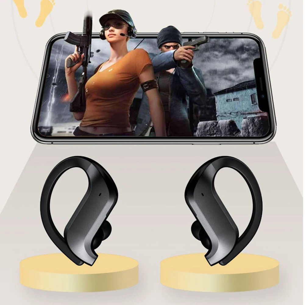 

MD03 TWS 5.0 Bluetooth Headset Waterproof Hanging Ear Touch Control Sports Wireless Earphones With Digital Display Charge Box