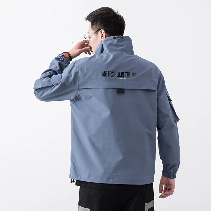 Мужская приталенная куртка пуловер с воротником стойкой|Мужские куртки| |