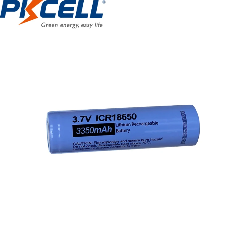 

PKCELL 1PC 18650 Lithium battery ICR18650 3.7v li-ion rechargeable battery 3350mah flat top For Flashlight batteries DIY