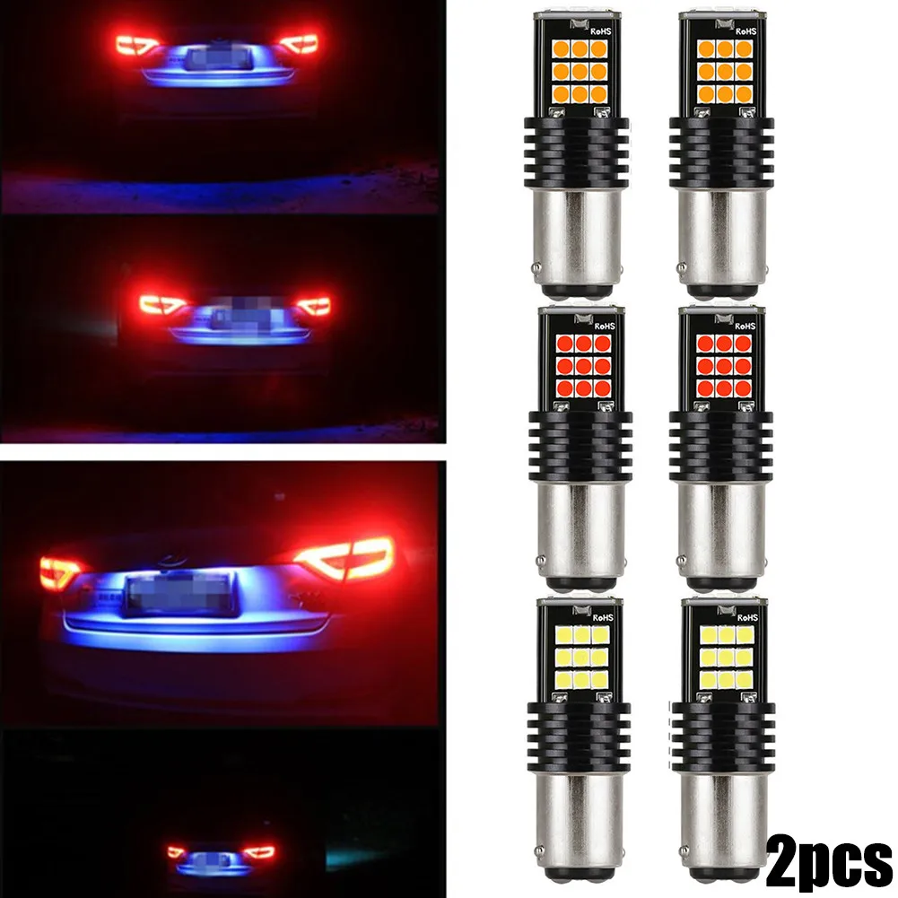 

2pcs Car LED Tail Brake Stop Backup Reverse Turn Signal Light Bulbs Super Bright 1157 BAY15D 24-SMD LED Light Bulb