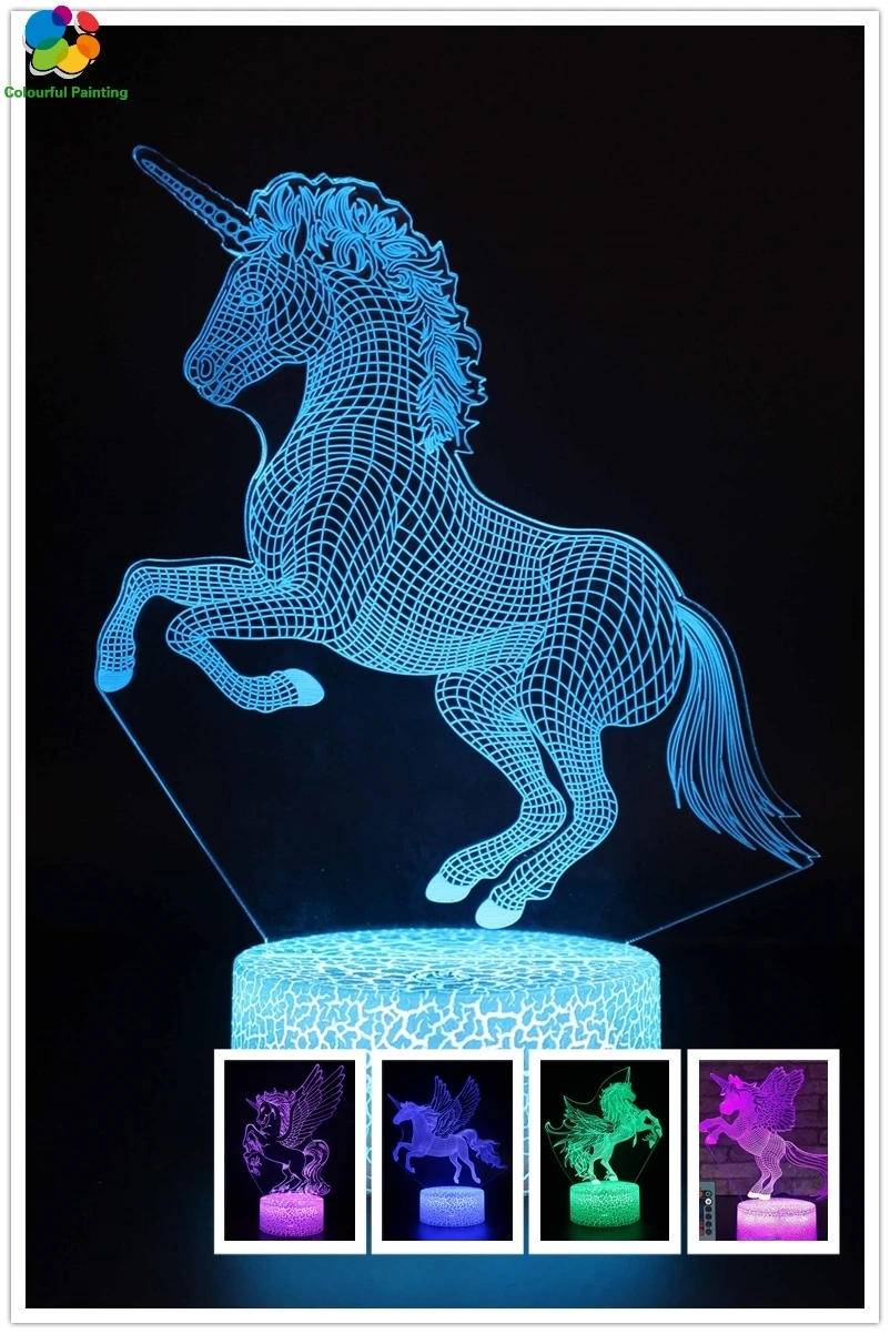 Пульт дистанционного управления Единорог 3D свет светодиодный трещины база