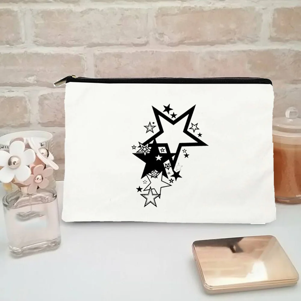 Холщовый органайзер для косметики в стиле Харадзюку на молнии|Косметички| |