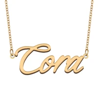 cora name necklace for women stainless steel jewelry 18k gold plated nameplate pendant femme mother girlfriend gift