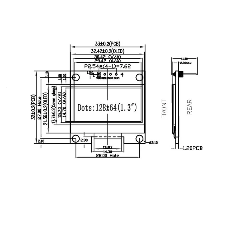 1,3 дюймов oled IIC Серийный белый oled-дисплей модуль 128X64 I2C SSD1306 12864 ЖК-экран Плата VDD GND SCK SDA для Arduino черный