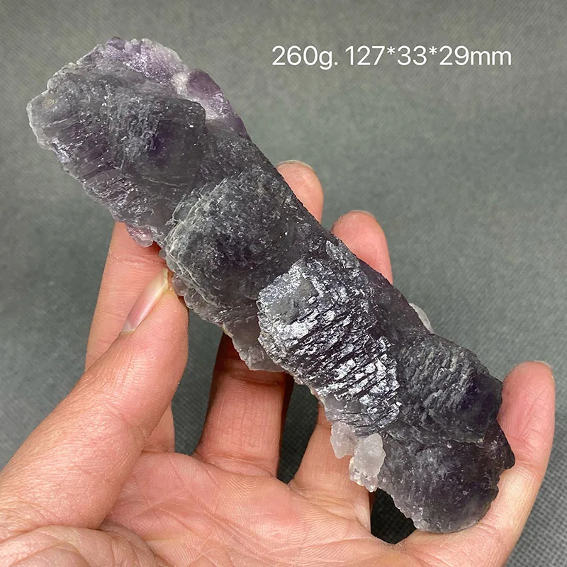 100% натуральный зеленый фиолетовый сердце ступенчатый кристалл флюорита образец