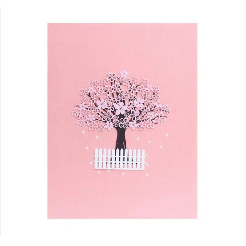 Выдвижная открытка с цветком вишни 3D на день рождения Весенняя летняя |