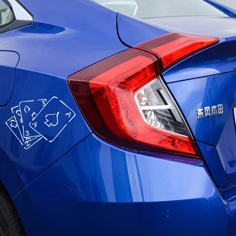 

YJZT 13CM*17.2CM Home Entertainment Game Poker Decal Decoration Car Body Personalized Car Stickers Black/Silver C30-0300