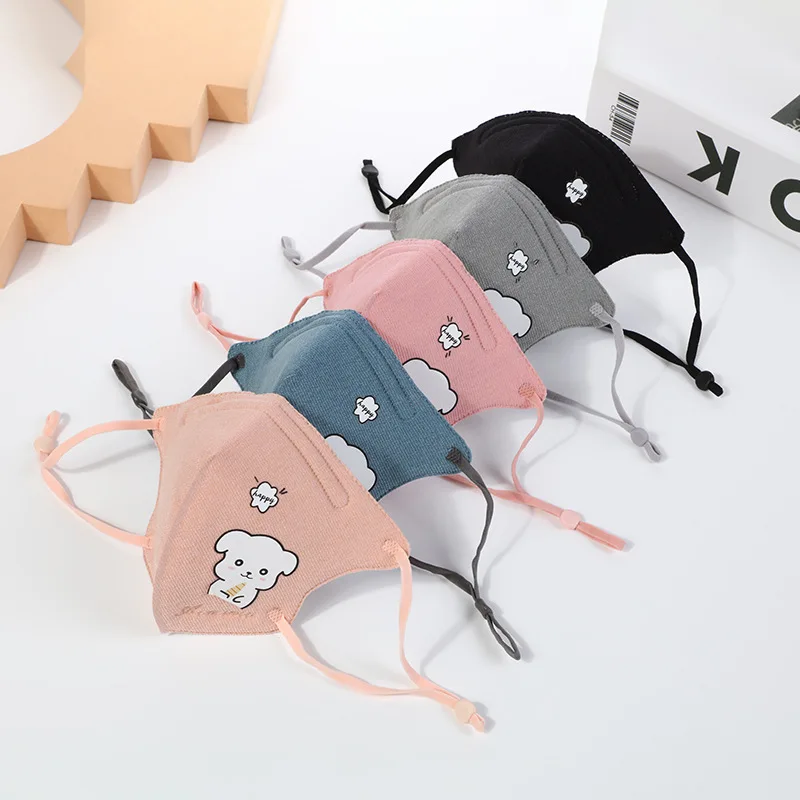 3D Solid Color Cartoon Print Fabric Face Mask Kids Eye Protection Masks Fashion Windproof Anti Smog Mouth Caps For Children | Красота и