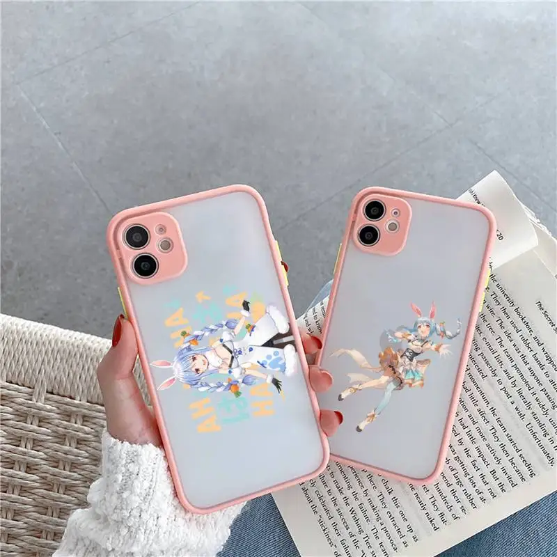 

Hololive Usada Pekora gawr gura Phone Case For iPhone 12 11 Mini Pro XR XS Max 7 8 Plus X Matte transparent Pink Back Cover