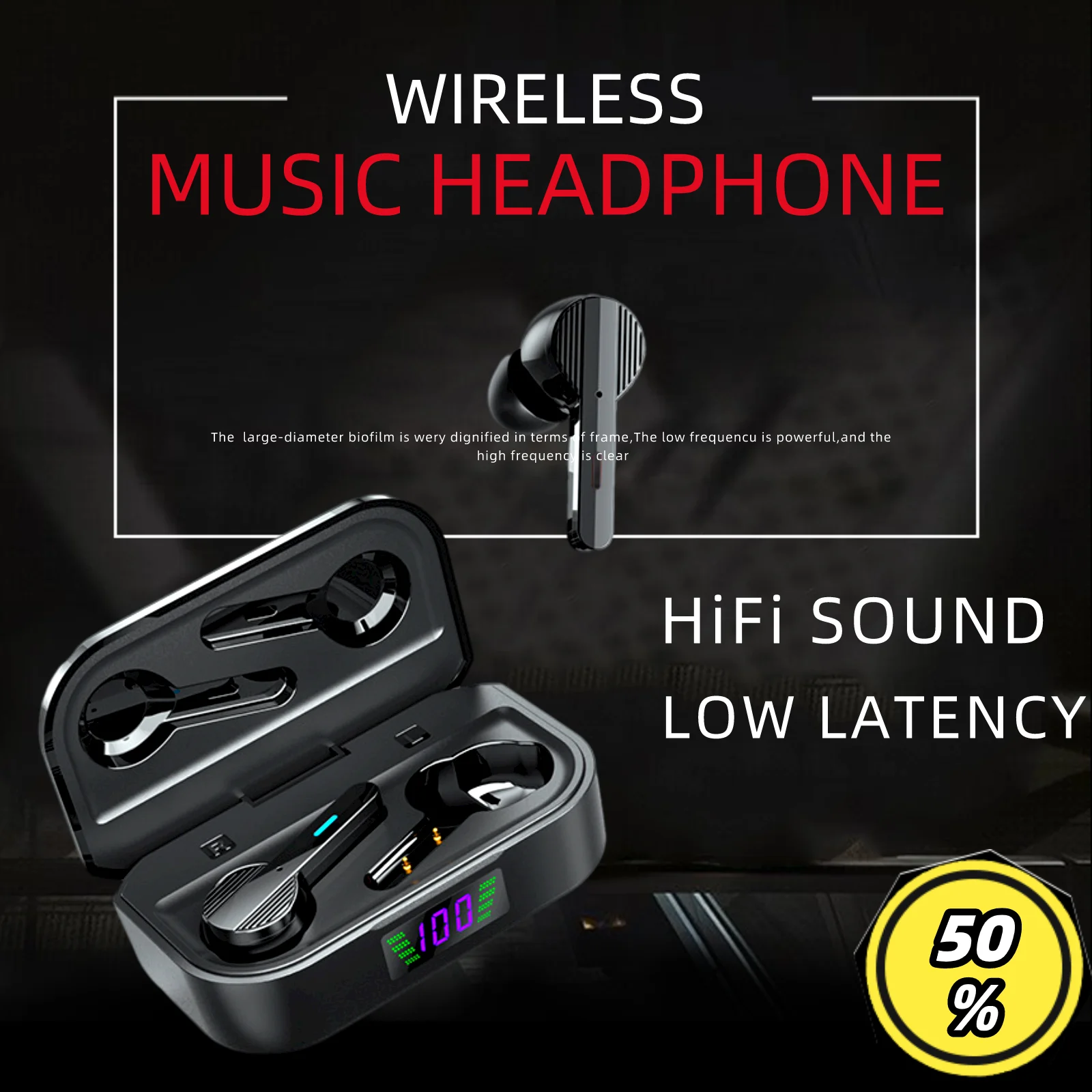 

Bluetooth-наушники, ANC,Bluetooth 5,0, HiFi,IPX6 водонепроницаемые, с низкой задержкой, игровые наушники с микрофоном, длинная работа