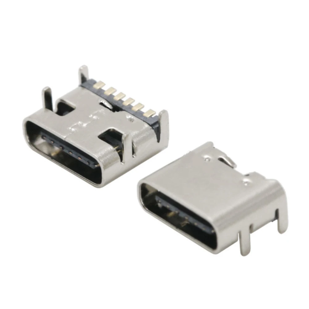 

10PCS USB 3.1 Type C 6Pin Female SMT Socket Connector For PCB Design DIY High Current Charging