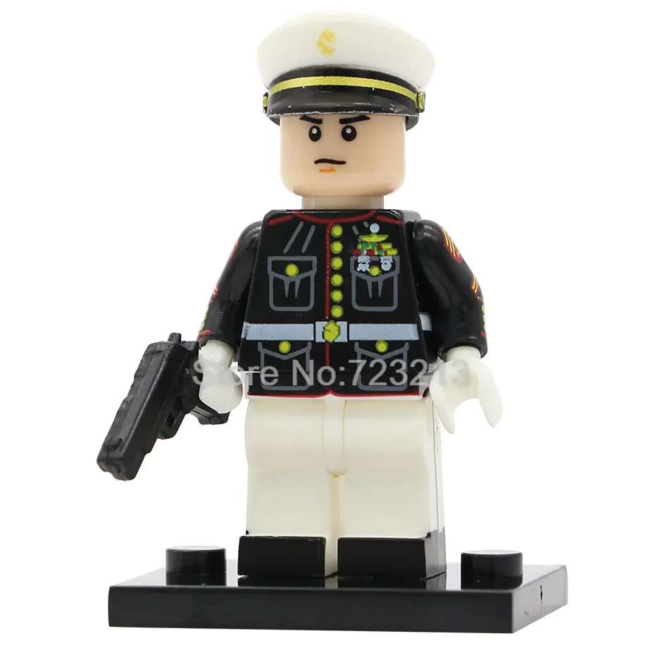 Одиночная PG8062 HK Макао полицейский СДУ Военная фигура фильм полицейская история город герой спецназ строительные блоки Модель Кирпичи Игрушки - Цвет: Marine Corps A
