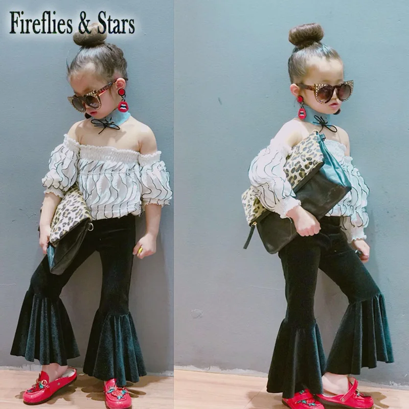 Демисезонные брюки для девочек детские расклешенные Детская уличная одежда