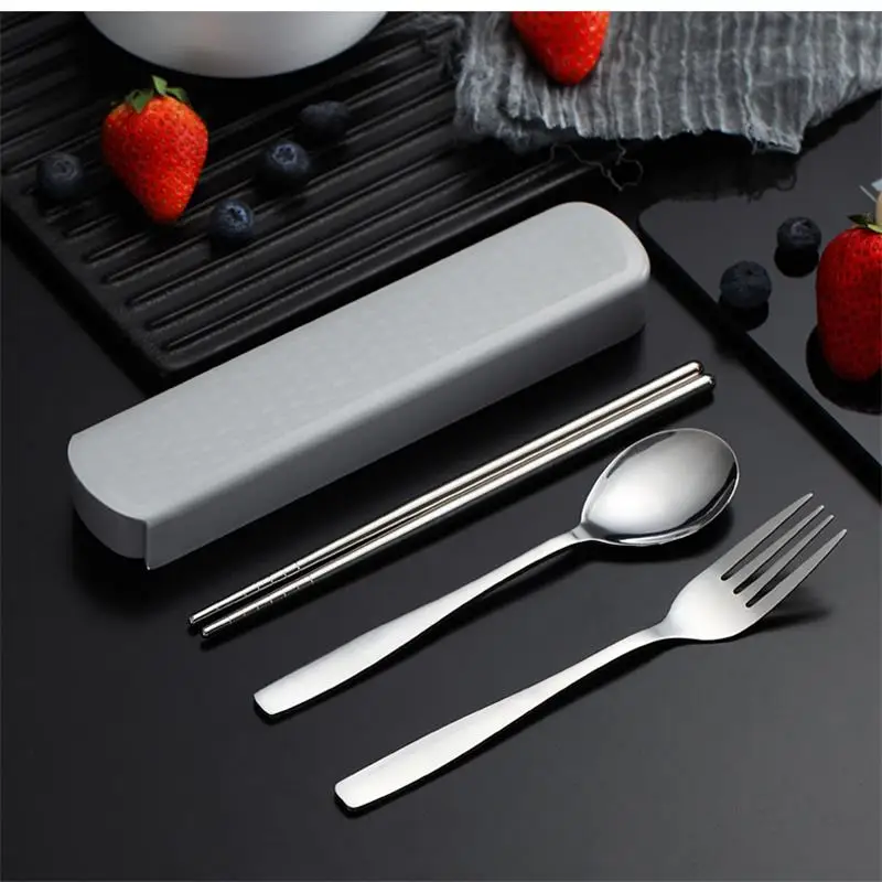 2/3 шт портативный дорожный набор посуды из нержавеющей стали столовая посуда с