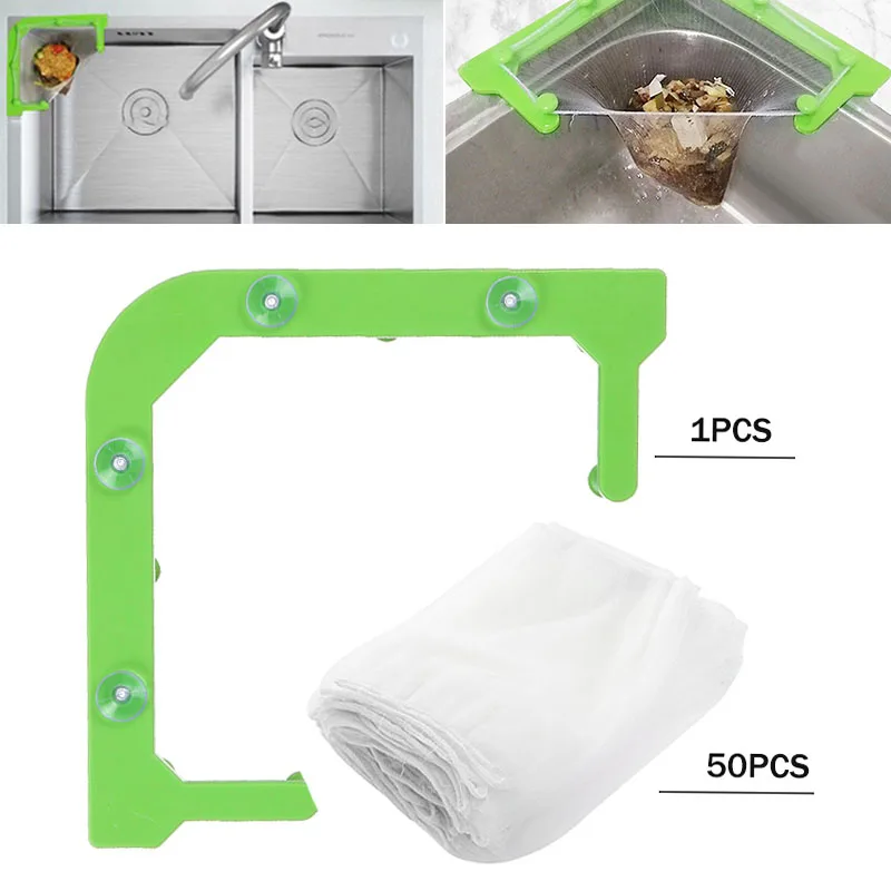 

Kitchen Triangle Sink Mesh Drainage Rack For Sink Leftovers Garbage Bag Anti-clogging Sink Drain Hole Trash Strainer Garbage Bag