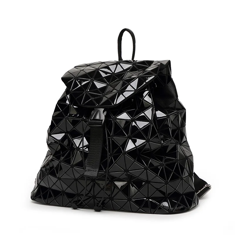 

Unisex Casual Geometric Diamond Shoulder Backpack Laser Holographic Diamond Pattern Student School Travel Bag Big Capacity